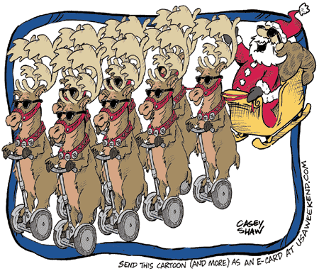 Santa's reindeer on Segway Transporters