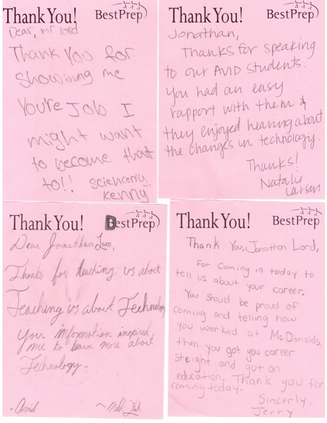 Robbinsdale Middle School AVID Class Thank You notes