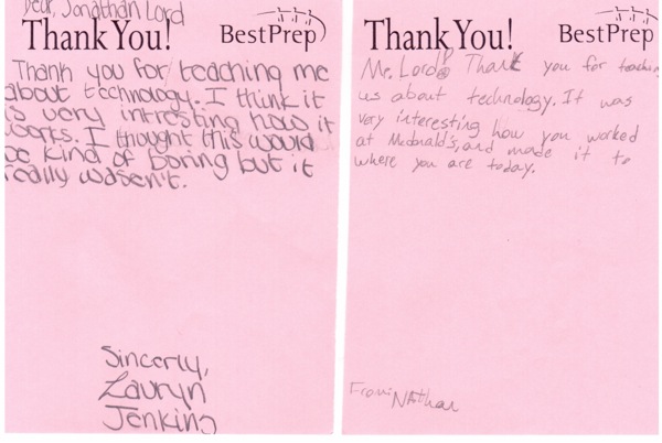 Robbinsdale Middle School AVID Class Thank You notes 3