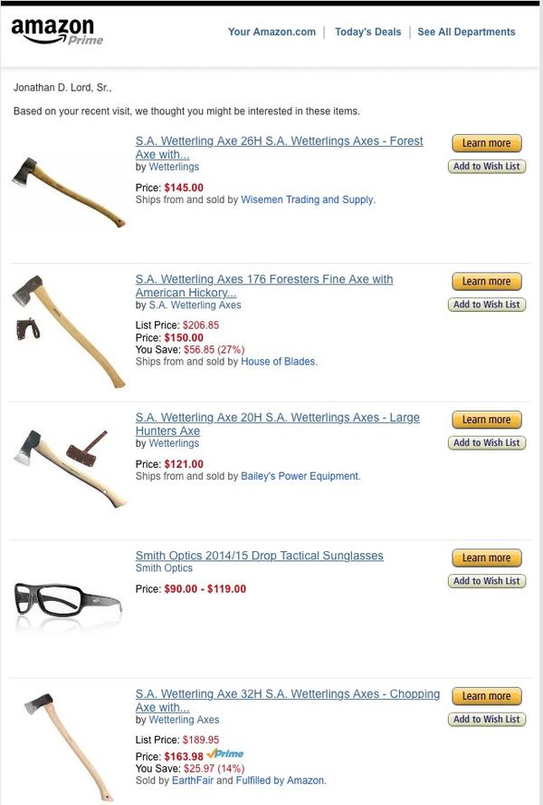You thought Iâ€™d be interested in these? Like an Ax…